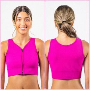 Prairie Wear HuggerPRIMA Bra Pink Sz M Post Surgical Compression Recovery Bra